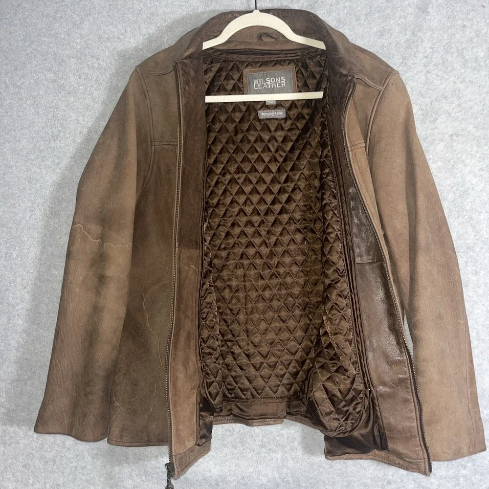 Y2K Wilsons Leather Brown Nubuck Patina Thinsulate Jacket Women's XL Retro‎ 90's
